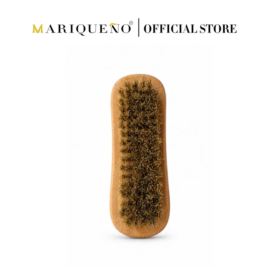 Wooden brush with bristles on a white background, branded as Mariqueno Official Store.