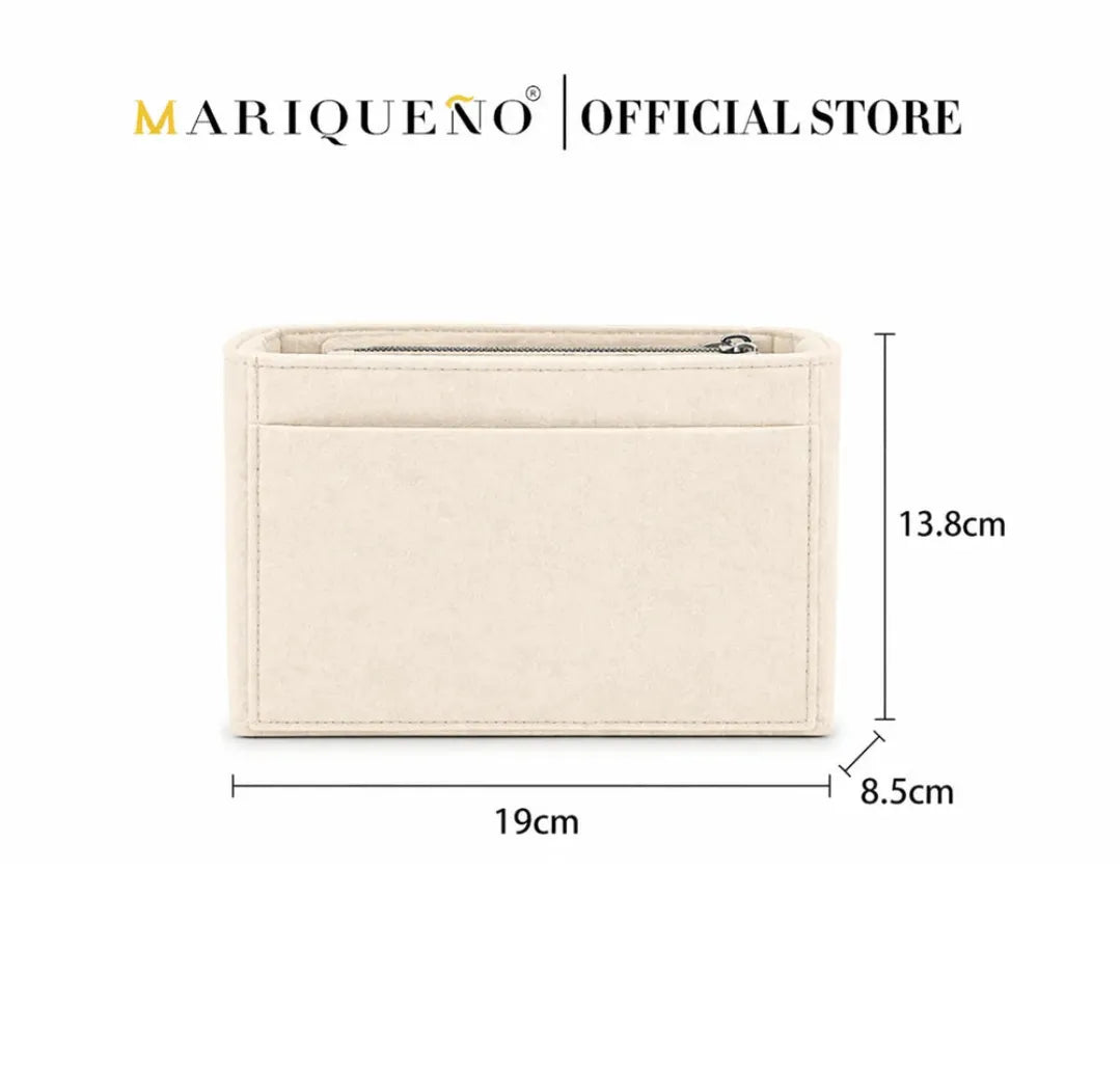 Beige pouch with dimensions and 'Mariqueno Official Store' branding
#color_cream